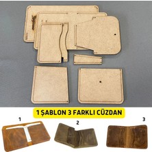 İpekbazaar Hobi Deri Kapaklı Yatay Cüzdan Yapım Şablonu 6 Parça Kalıp IB09