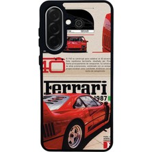 Scaleta Case Samsung Galaxy A26 Uyumlu Ferrari Tasarımlı Glossy Mat Siyah Silikon Telefon Kılıfı