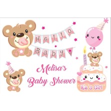 Reysa Tasarım Pembe Ayıcık Temalı Baby Shower Afişi 70X100 cm