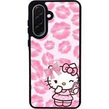 Scaleta Case Samsung Galaxy A36 Uyumlu Hello Kitty Tasarımlı Glossy Mat Siyah Silikon Telefon Kılıfı