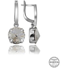 Fm Swarovski Crystal Taşlı Gümüş Beyaz Sallantılı Kadın Küpe
