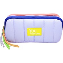 Limmy Kalem Kutusu Renkli Fermuarlı Yumuşak Içi Geniş Üç Bölmeli Kalemlik - Mavi