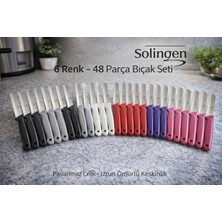 Solingen Simli Karışık Renkli 48 Parça Bıçak Seti (Siyah-Gri-Kırmızı-Mor-Pembe-Beyaz)