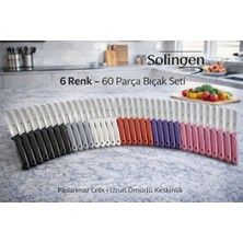 Solingen Simli Karışık Renkli 60 Parça Bıçak Seti (Siyah-Gri-Kırmızı-Mor-Pembe-Beyaz)