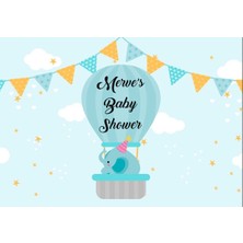 Reysa Tasarım Mavi Fil ve Balon Temalı Baby Shower Afişi 35X50 cm