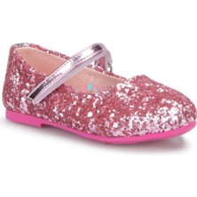 Ellaboni Frozen Elsa Kız Çocuk Pullu Pembe Babet