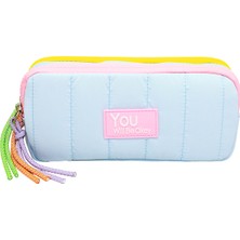 Limmy Kalem Kutusu Renkli Fermuarlı Yumuşak Içi Geniş Üç Bölmeli Kalemlik - Turkuaz