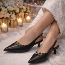 Kindep (Bono) Kısa Topuklu Burnu Kapalı Kadın Ayakkabı Siyah