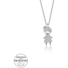 Tienda Elegante Swarovski Taşlı Gümüş Çocuk Bayan Kolye