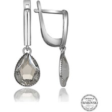Fm Swarovski Crystal Taşlı Gümüş Beyaz Damla Sallantılı Kadın Küpe