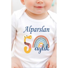 Sitilin Isimli Aylık Erkek Badi Set 12 Ay Her Ay Özel Baskılı Uzun Kol Çıtçıtlı Body STL7162