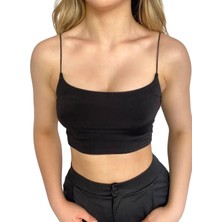 Cash Dukkan Askılı Crop  Bluz-Si̇yah