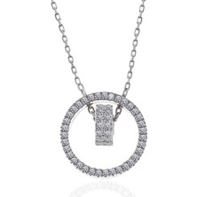 Tienda Elegante Gümüş Iç Içe Geçmiş Halka Kadın Kolye