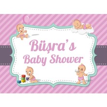 Reysa Tasarım Pembe Bebek ve Oyuncak Temalı Baby Shower Afişi 35X50 cm