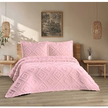LUSSO Iskandinav Jasmin Pudra Çift Kişilik Yatak Örtüsü 250X260 ve 2 Adet Yastık Kılıfı