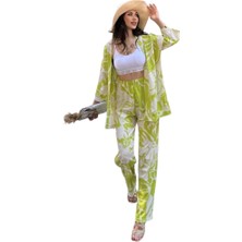 Cash Dukkan Alt Üst Takım Kimono- Desenli-Yeşil