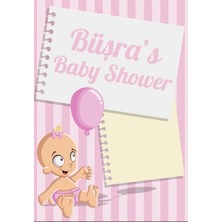 Reysa Tasarım Pembe Çizgili Bebek Temalı Baby Shower Afişi 50X70 cm