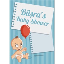 Reysa Tasarım Mavi Çizgili Bebek Temalı Baby Shower Afişi 50X70 cm