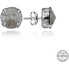 Fm Swarovski Crystal Taşlı Gümüş  Çivili Kadın Küpe