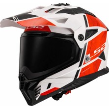 Ls2 Pıoneer 2 Hıll Beyaz-Kırmızı Kask (Siyah Vizör)