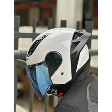 Ls2 Aırflow 2 Beyaz Kask (Mavi Vizör) Spoiler