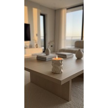 El Yapımı Modern Tasarım Geometrik Dokulu Hediyelik Taş Soya Mum (8x8)