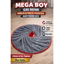 Manosta Mega Boy Mikrofiber Mop Yedek Ucu Gri  Arkası Destekli | Ultra Emici | İz ve Tüy Bırakmayan Paspas
