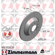 Zimmermann Matrixzn Arka Fren Aynasi Audi A6 4b.c5 3.0 Quattro 07/04 A6 4f2 2.0 Tdi 07/04 302X11.7X9DL 986479257-DF4434