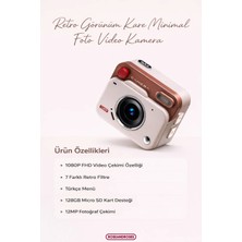 Roseandroses Mini Dijital Kamera Retro Görünümlü Flaşlı Video Foto Kamera 1080P+48MP