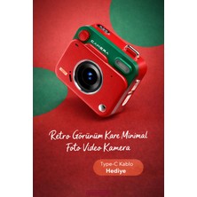 Roseandroses Retro Görünüm Kare Minimal Foto Video Kamera