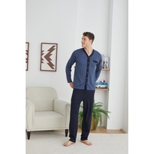 Tudik Collection Kocabey 9252 Erkek  V Yaka Boydan Düğmeli Pijama Takımı