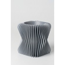 Gümüş Gri 3D Baskı Kalemlik -Modern & Dalgalı Tasarım Masa Düzenleyici, Ofis ve Çalışma Masası Için