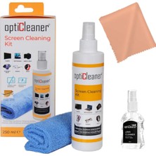 Otio Eyewear Ekran ve Gözlük Temizleme Sprey Seti, 250 ml Solüsyon ve Mikrofiber Bez, 50ML Sprey ve Gözlük Bezi