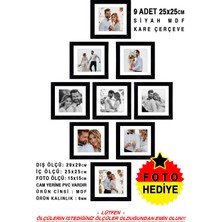 9 Adet 25X25 Çerçeve - Mdf Çerçeve - Fotoğraf Çerçevesi - Kare Çerçeve