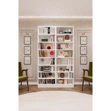 Asra Trend Lüks 16 Raflı Ayarlanabilir Ev Ofis Kitaplık %100 MDF Dekoratif Kütüphane Kitaplık K09