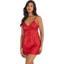 Beruflic Kırmızı Kısa Saten Gecelik
