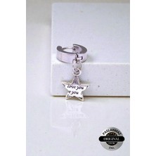 Lynare Delikli I Love You Yıldız Model Sallantılı 316L Çelik Unisex Küpe (1 Adet)