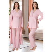 Tudik Collection Effortt 4054 Biye Detaylı Sabahlıklı Lohusa Pijama Takımı