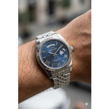 Slazenger Romen Rakamlı Erkek Kol Saati | 41MM, Çelik Kordonlu, Lacivert Kadran, Day Date Tasarım