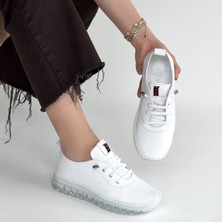 SEPET365 Jiten Beyaz Deri Bağcıklı Spor Ayakkabı