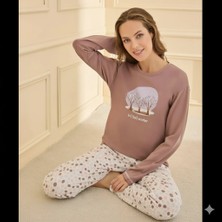 Tudik Collection Mihra 90781 Kadın Ayıcıklı Uzun Kol Pijama Takımı