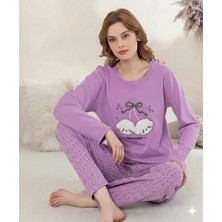 Tudik Collection Boyraz 0351 Kadın Penye Uzun Kol Pijama Takımı