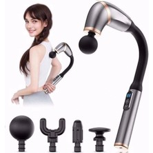Shopwave 4 Farklı Başlıklı Uzun Saplı Derin Doku Masaj Tabancası, Boyun, Omuz ve Sırt Için Ergonomik Saplı Çoklu Masaj Modlu Taşınabilir Masaj Aleti (5047)