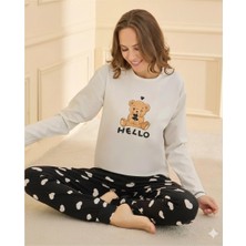 Tudik Collection Mihra 90781 Kadın Ayıcıklı Uzun Kol Pijama Takımı