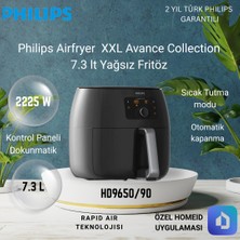 Philips Avance Collection HD9650/90 Xxl Airfryer 7.3 Lt + Airfryer Uyumlu Aksesuar Xxl Izgara Teli Fritöz