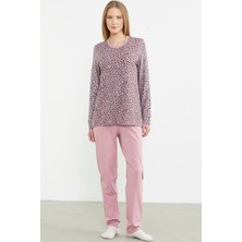 Tudik Collection Sementa 76413 Rahat Kalıp Leopar Kombinli Pijama Takım