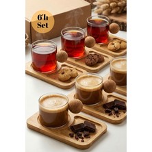 Hubby Chef 6'lı Bambu Tabaklı Espresso Kahve Bardağı Takımı