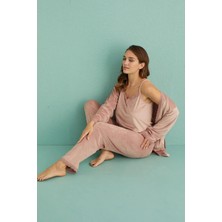 Tudik Collection Mihra 13402 Kadın Kadife 3'lü Pijama Takımı