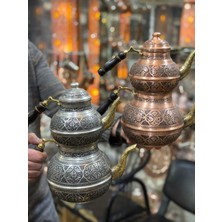 Maraş Bakırcılık - 3 Litre 1.0 mm Kalın Bakır El Yapımı Çaydanlık – Içi Kalaylı, Oyma Işlemeli, Nikel Veya Bakır Kaplama Seçenekli