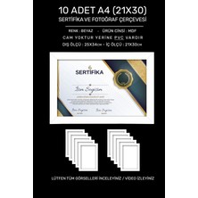 10 Adet A4 Çerçeve - Mdf 21X30 Çerçeve - Çoklu Fotoğraf Çerçevesi - Diploma Çerçevesi - Sertifika